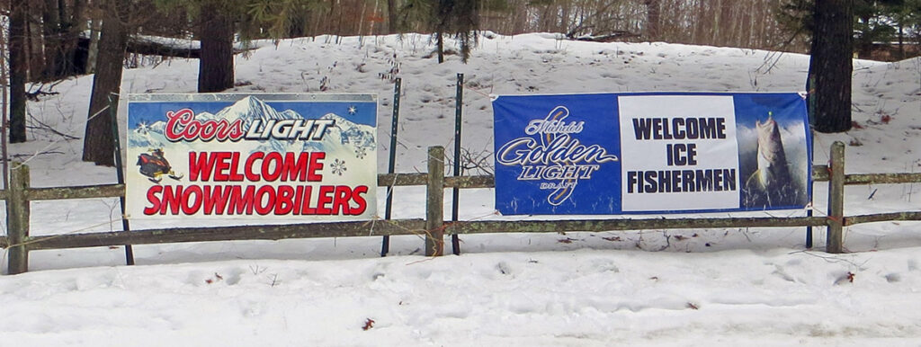 Winter Activities Signs in Snow